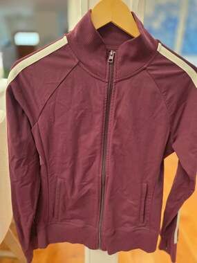 Athleta Womens Medium (M) Circa Track Jacket in Maroon W/ White Side Stripes